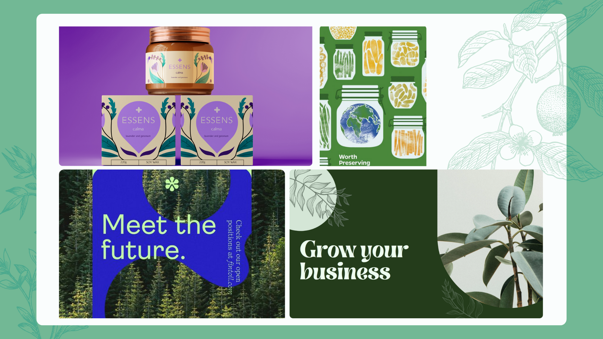 Collage mit verschiedenen grünen und ökologischen Kontexten