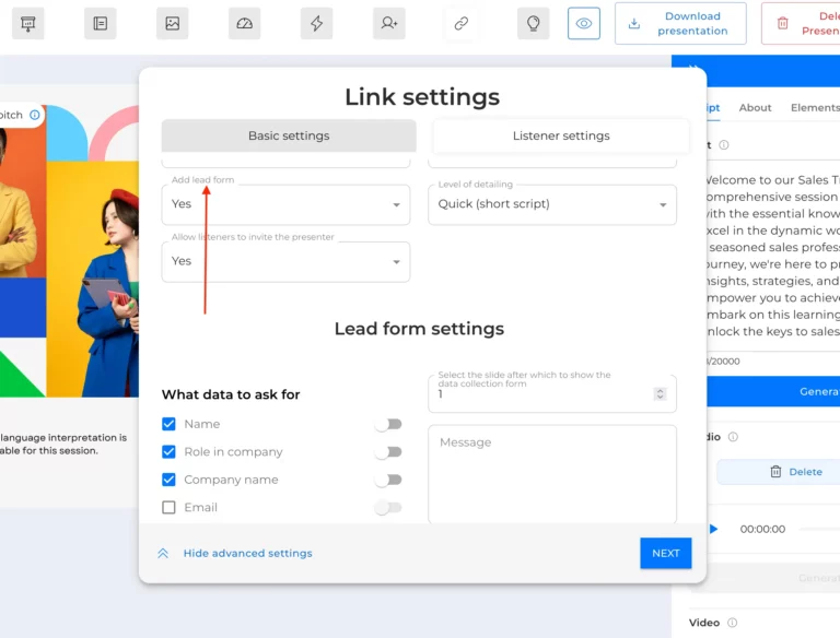 adding lead form settings