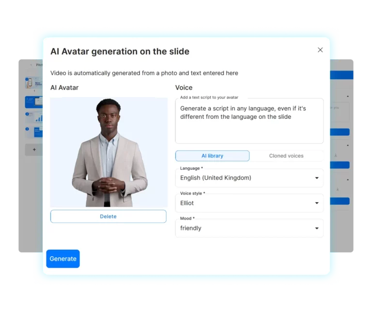 ai avatar generation on slide