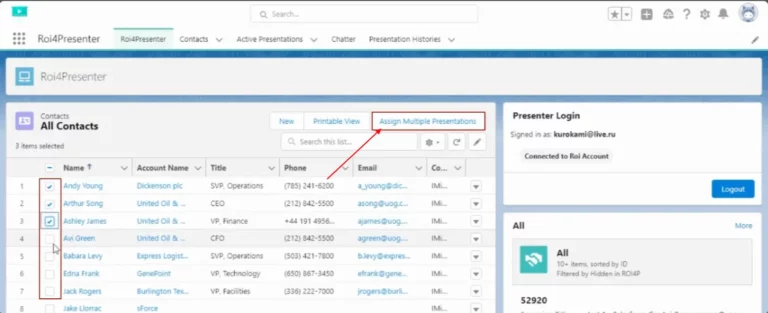 how to assign presentation to multiple contacts