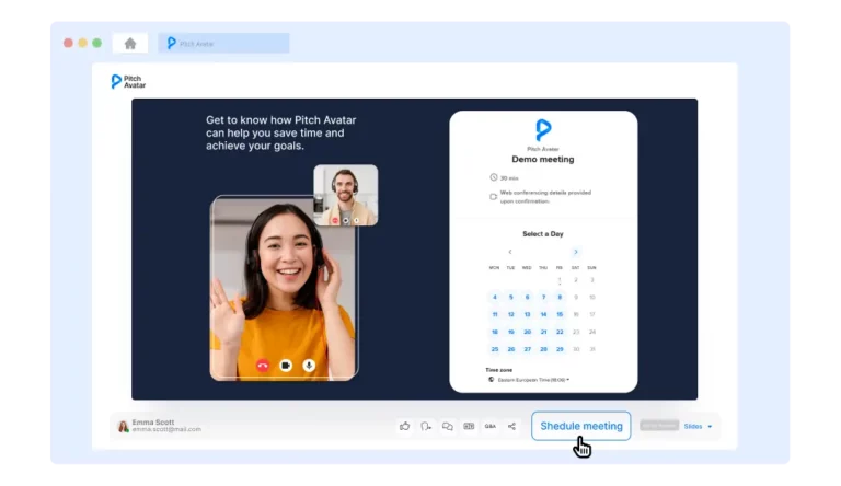pitch avatar schedule demo meeting