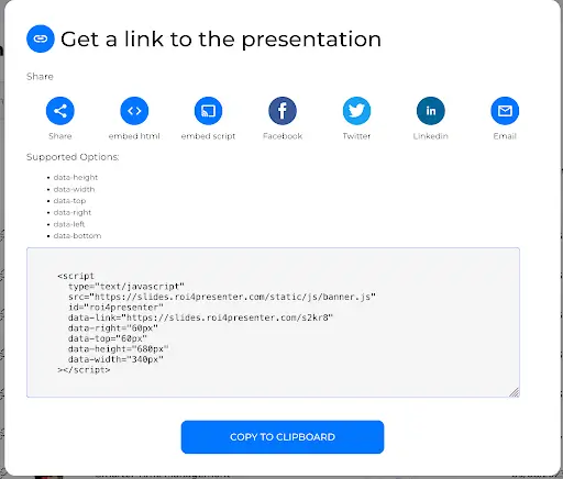 created presentation embed script