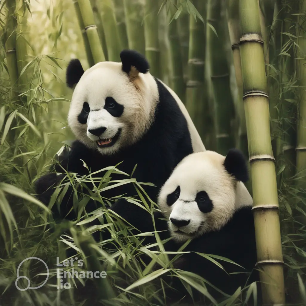 letsenhance pandas in bamboo thickets