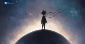 little prince standing on a planet