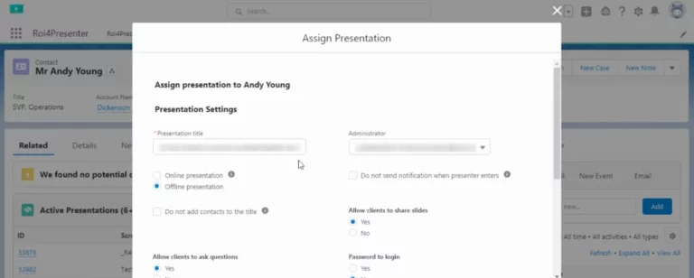 assign presentation settings