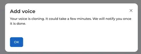 voice clonning process window