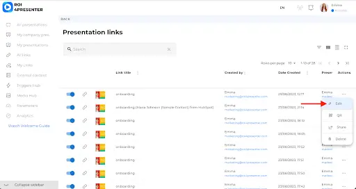 how to edit presentation link