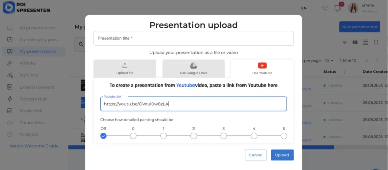 youtube video parsing settings